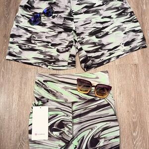 LULULEMON HIS & HER SET SZ 6 MENS L NWT PACER GREEN CAMO SHORTS NWT
